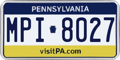 PA license plate MPI8027