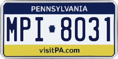 PA license plate MPI8031