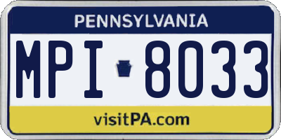 PA license plate MPI8033