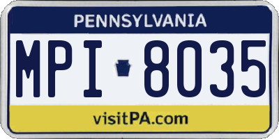 PA license plate MPI8035