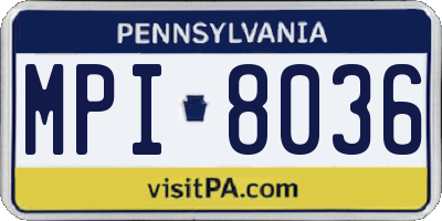 PA license plate MPI8036
