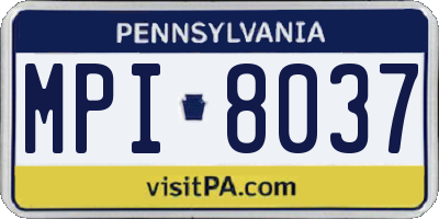 PA license plate MPI8037