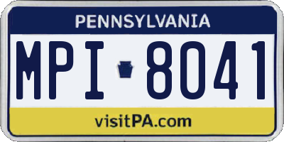 PA license plate MPI8041