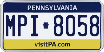 PA license plate MPI8058