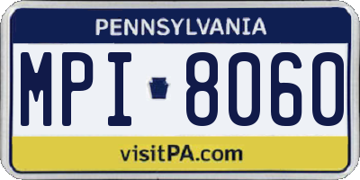 PA license plate MPI8060