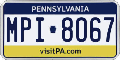 PA license plate MPI8067