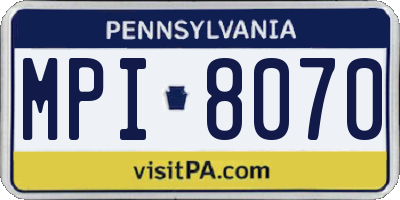 PA license plate MPI8070