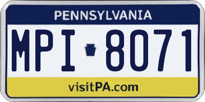 PA license plate MPI8071
