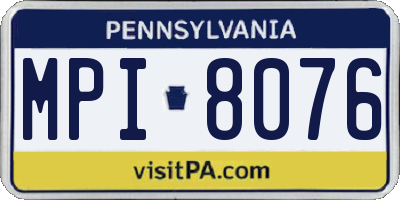 PA license plate MPI8076