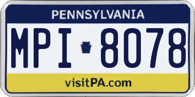 PA license plate MPI8078