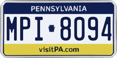 PA license plate MPI8094