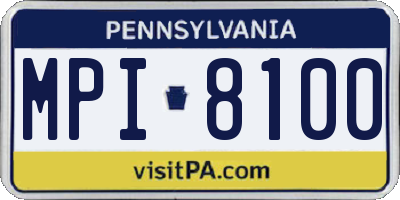 PA license plate MPI8100