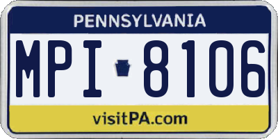 PA license plate MPI8106