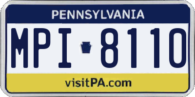 PA license plate MPI8110