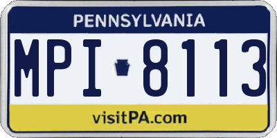 PA license plate MPI8113