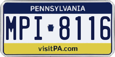 PA license plate MPI8116