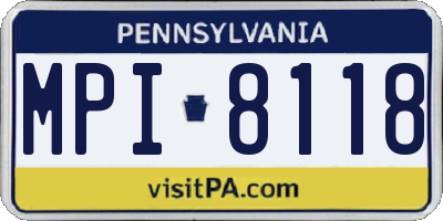 PA license plate MPI8118