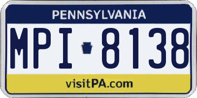 PA license plate MPI8138