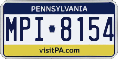 PA license plate MPI8154