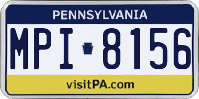 PA license plate MPI8156
