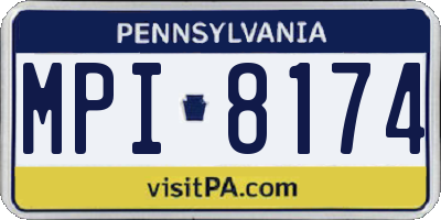 PA license plate MPI8174