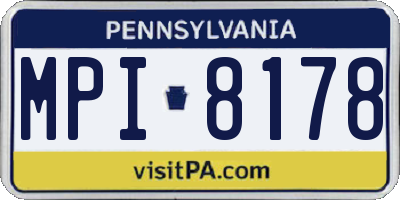 PA license plate MPI8178