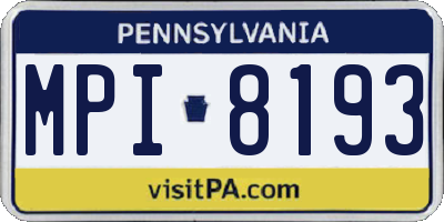 PA license plate MPI8193