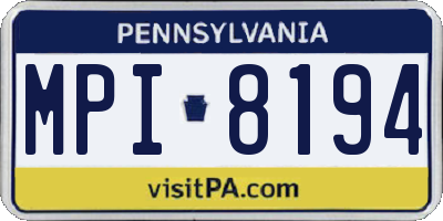 PA license plate MPI8194