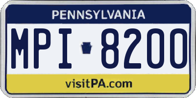 PA license plate MPI8200