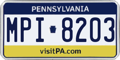 PA license plate MPI8203