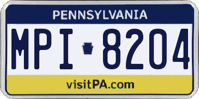 PA license plate MPI8204