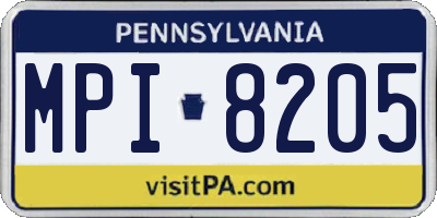 PA license plate MPI8205