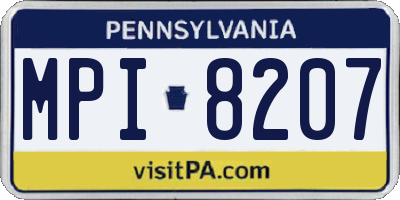 PA license plate MPI8207
