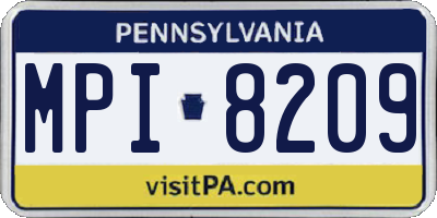 PA license plate MPI8209