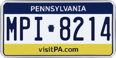 PA license plate MPI8214