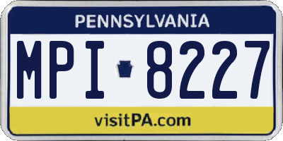 PA license plate MPI8227