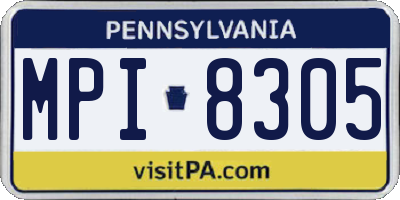 PA license plate MPI8305