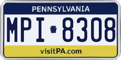 PA license plate MPI8308
