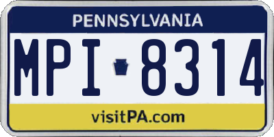 PA license plate MPI8314