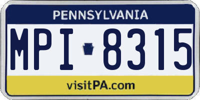 PA license plate MPI8315