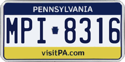 PA license plate MPI8316