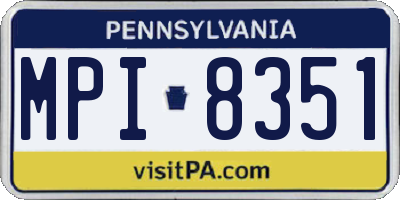 PA license plate MPI8351