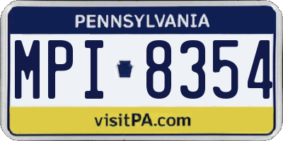 PA license plate MPI8354
