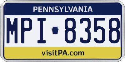 PA license plate MPI8358
