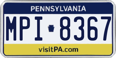 PA license plate MPI8367