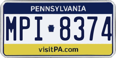 PA license plate MPI8374