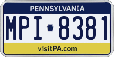 PA license plate MPI8381