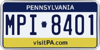 PA license plate MPI8401