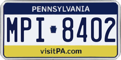 PA license plate MPI8402