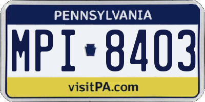 PA license plate MPI8403
